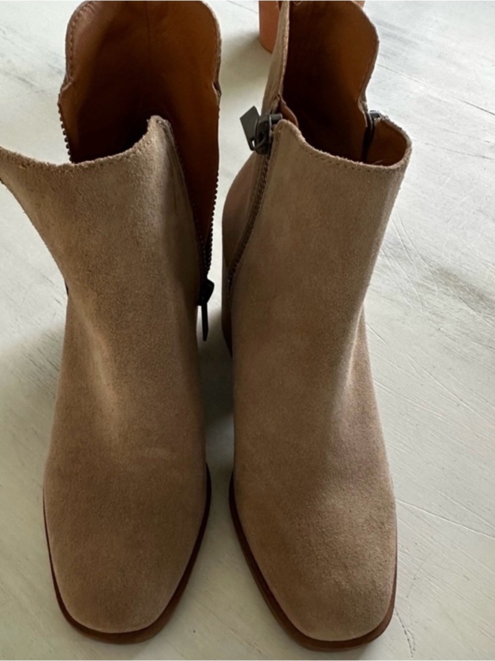 Lucky Brand Suede Ankle Booties in Tan